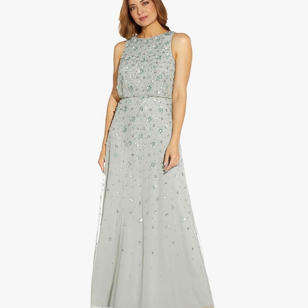 Adrianna Papell Mint Green Beaded Gown